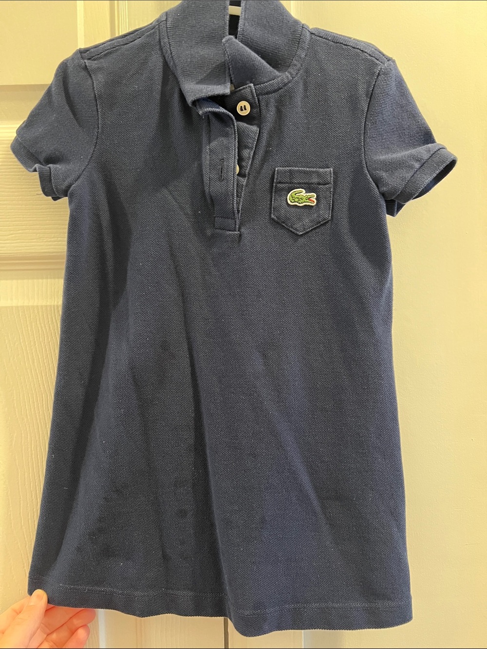 Lacoste Kids Dark Blue Polo Dress with Chest Pocket Crocodile Logo